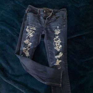American eagle dark washed ripped jeans